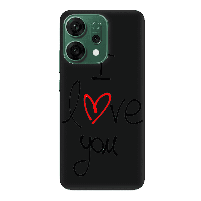 Oppo RENO 14 i love you Black Colored Silicone TPU Θήκη